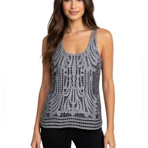 Express Metallic Crochet Overlay Scoop Neck Tank Top